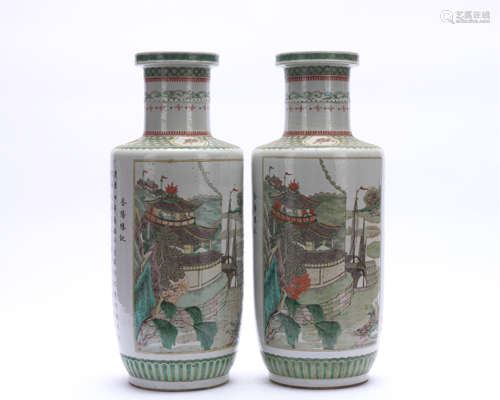 A pair of  'figure and poems' bottle