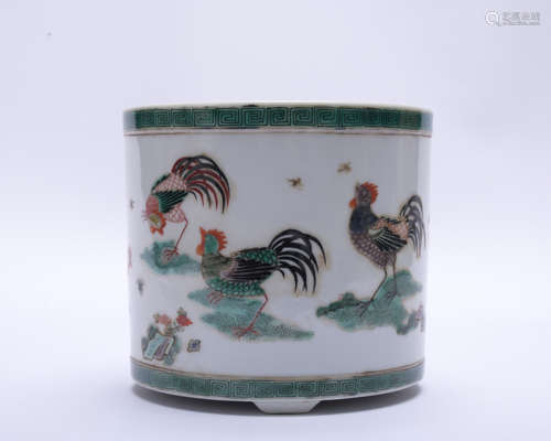 A Wu cai 'chicken' censer