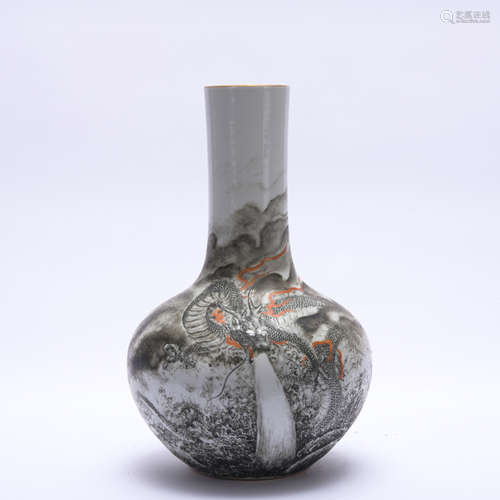 A Grisaille-painted 'dragon' vase