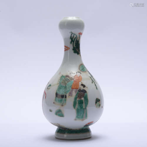 A Wu cai 'figure' garlic-head vase