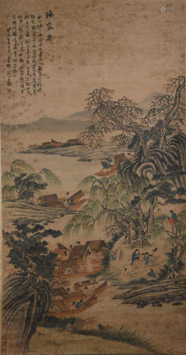 A Zhou chen's landscape painting