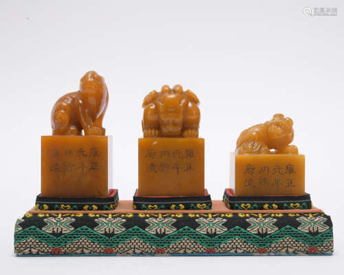 A set of Shou shan stone seal