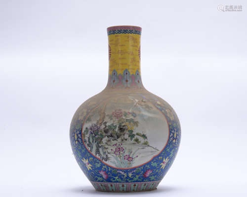 A famille-rose 'floral' globular vase