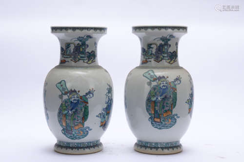 A pair of Wu cai 'eight immortals characters' jar