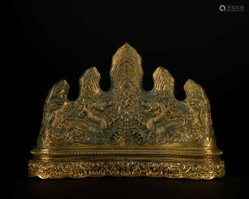 A gilt-bronze 'dragon' penholder