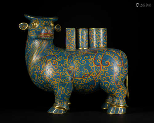 A Cloisonne enamel cattle