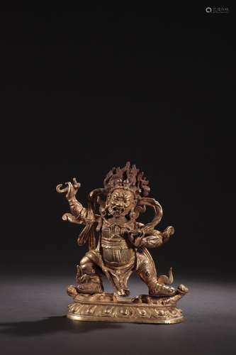 A Gilt Bronze the God of Wealth Statue