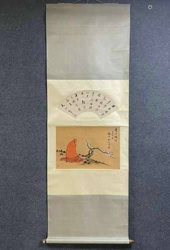 A Vertical-hanging Bodhidharma Chinese Ink Painting  by Zhao...