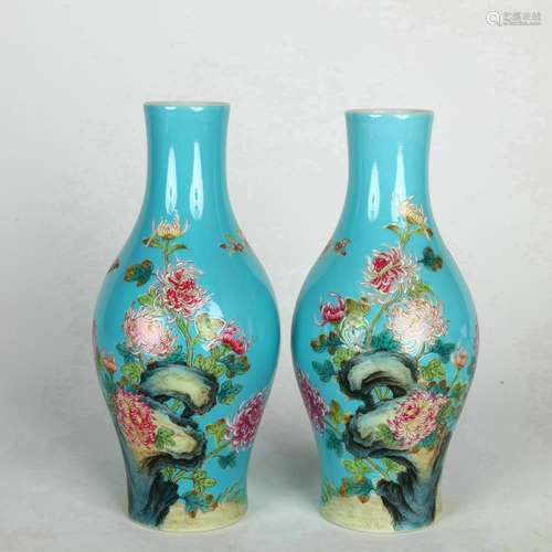 Famille Rose Flower Vases