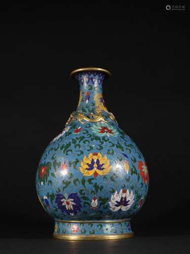 A Cloisonne Yuhu Spring Bottle with Flower Pattern