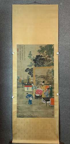 A Vertical-hanging Character Story Chinese Ink Painting by T...