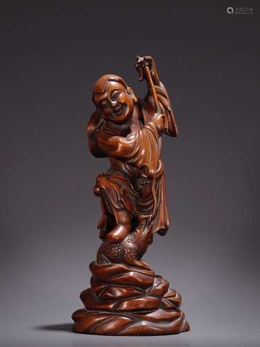 An Eaglewood Statue 'Liu Hai Plays with Bufoferiglenes'