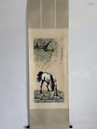 A Vertical-hanging Horse Chinese Ink Painting by Xv Beihong