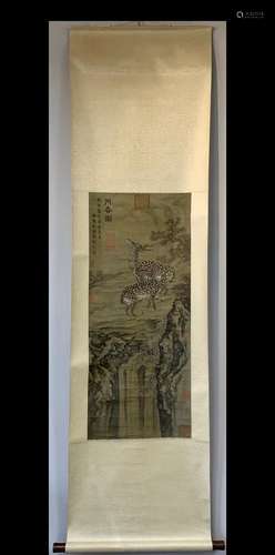 A Vertical-Hanging Spring Chinese Ink Painting by Shen Quan