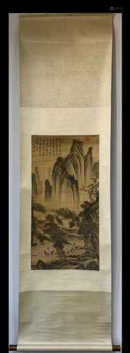 A Vertical-hanging Character Story Chinese Ink Painting by W...