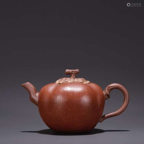 A Red Porcelain Melon-shaped Tea Pot