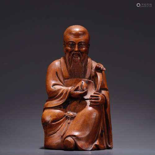 A Boxwood Statue of the God of Longevity