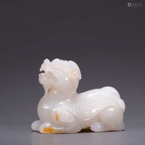 A Hetian Jade Pebble Tian Lu Beast Ornament