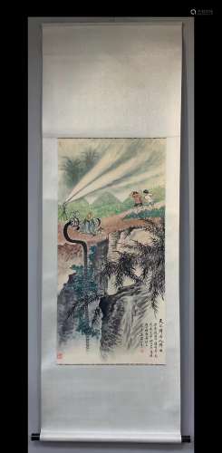A Vertical-hanging Character Story Chinese Ink Painting by G...