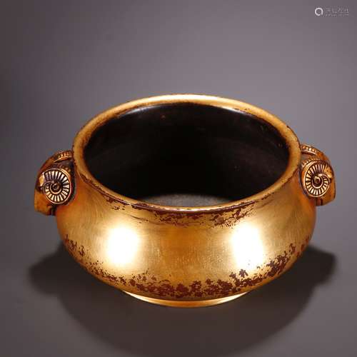 A Gilt Bronze Sheep Ears Censer