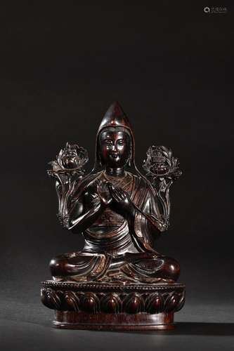 A Rosewood Tsongkhapa Statue