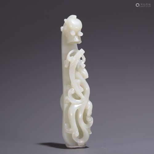 A Hetian Jade Godson Belt Hook with Dragon Pattern