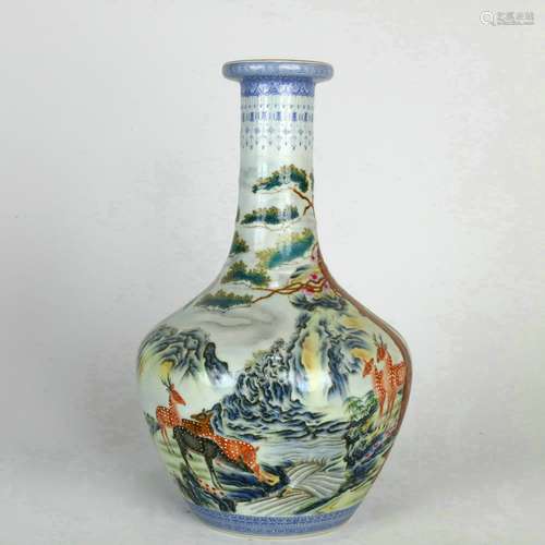 An Enamel Landscape Bottle