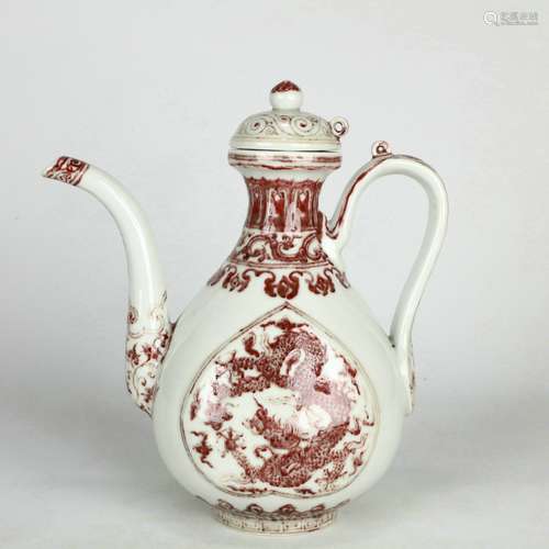 An Underglaze Red Tea Pot with Dragon Pattern