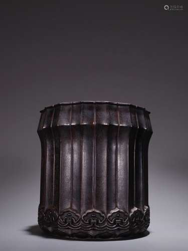 A Rosewood Ruyi Brush Pot