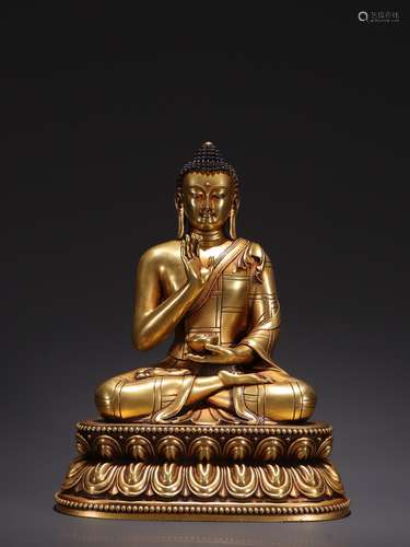 A  Gilt Bronze Medicine Buddha Statue  Chinese Qing Dynasty