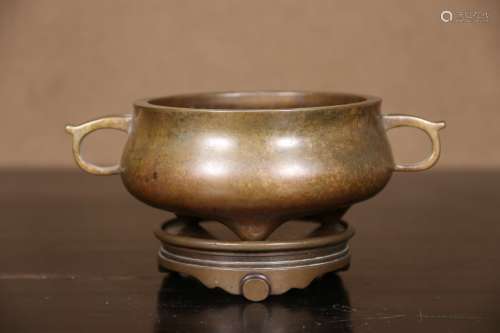 A CopperPlain  ColorTwo Handles Three-feet Burner    Chinese...