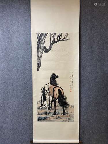 A Vertical-hanging Horse Chinese Ink Painting  by Xv Beihong