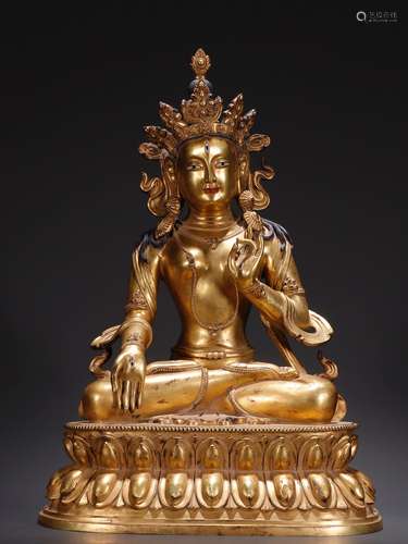 A  Gilt Bronze Tara Statue  Chinese Qing Dynasty