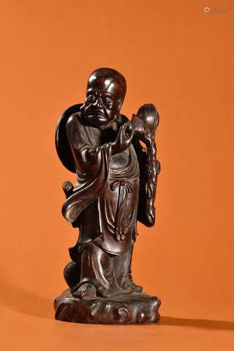 A  Rosewood Arhat Statue Chinese Qing Dynasty