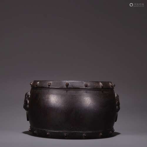 A  Rosewood Beast Ears Drum-shaped Washer  Chinese Qing Dyna...