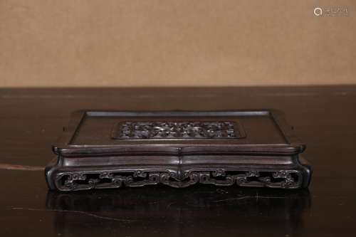 A  Rosewood Flowers Pattern Pedestal  Chinese Qing Dynasty