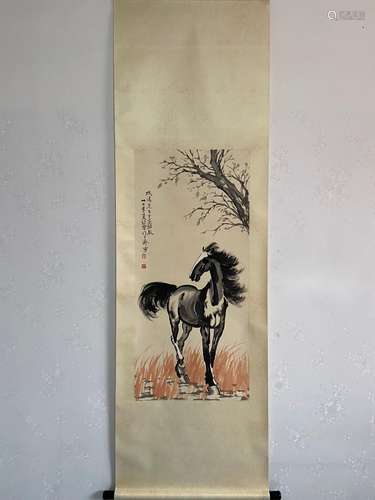 A Vertical-hanging Horse Chinese Ink Painting  by Xv Beihong