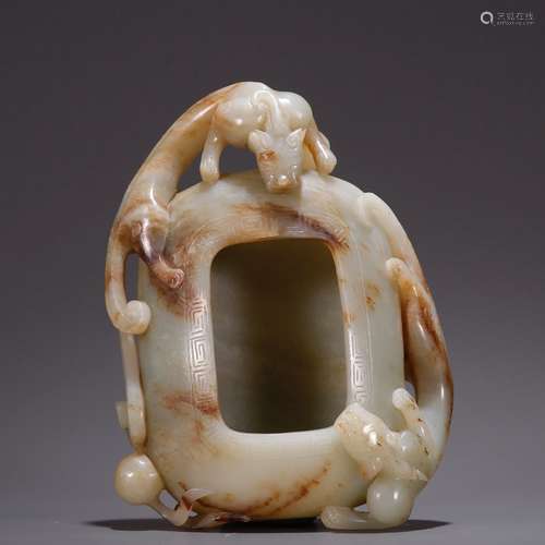 A Hetian Jade Chi-dragon Washer  Chinese Qing Dynasty