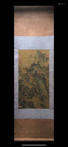 A Vertical-hanging Landscape Chinese Ink Painting by Qiu Yin...