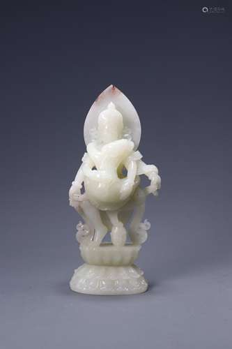 A Hetian Jade Happy Tara Statue