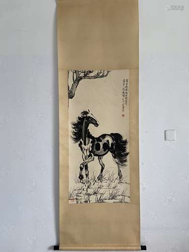 A Vertical-hanging Horse Chinese Ink Painting  by Xv Beihong