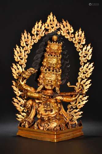 A  Gilt Bronze Vajra Statue   Chinese Qing Dynasty