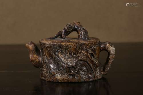 A  Bamboo Carved Wintersweet Pattern Tea-pot   Chinese Qing ...