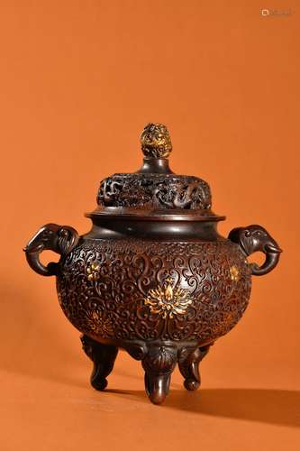 A Copper Elephant Ears Incese Burner The Chinese Ming Dynast...