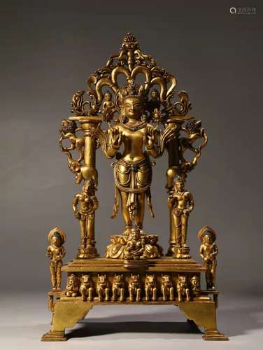 A Gilt Bronze Lotus Avalokitesvara  Statue