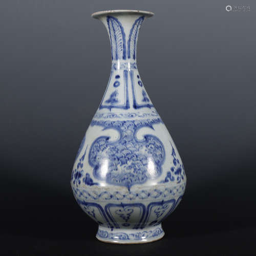 A White and Blue Sea Water Pattern Yuhu Spring Bottle Chines...