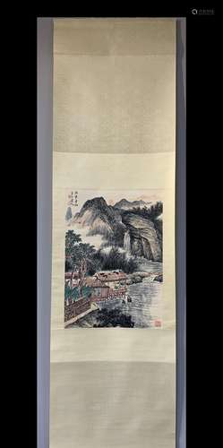 A Vertical-hanging Landscape Chinese Ink Painting by Chen Ba...