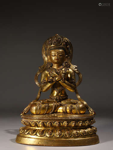 A Gilt Bronze Vajradhara Statue  The Chinese Ming Dynasty