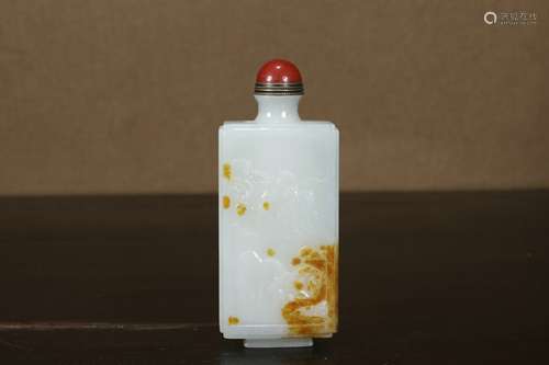 A Hetian Jade 'Eight Horses Painting' Snuff Bottle   Chinese...