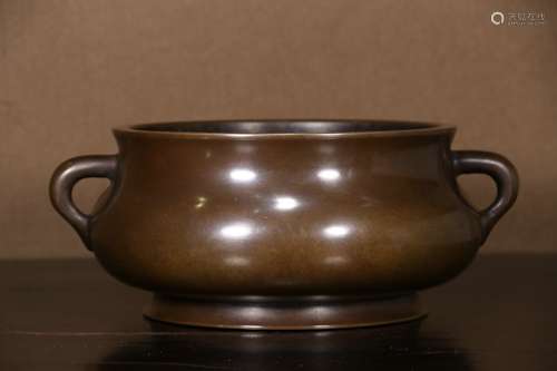 A Copper Plain Color Censer   The Chinese Ming Dynasty